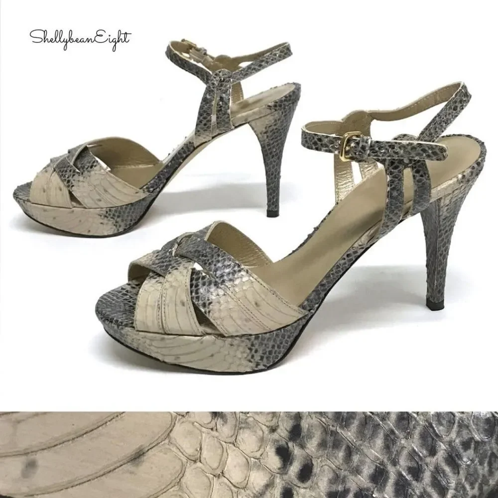 STUART WEITZMAN Loop Thru SNAKE Sandals Heels 8.5